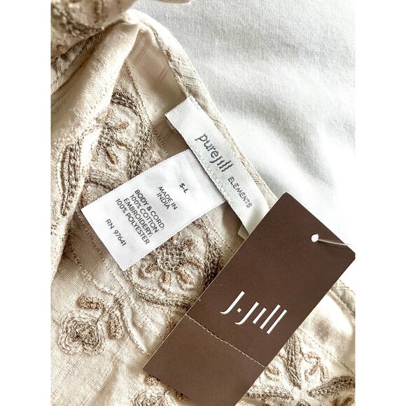 J Jill Pure Elements NWT Poncho V-Neck Sand Color w/Beautiful Embroidery Accents - Picture 7 of 7